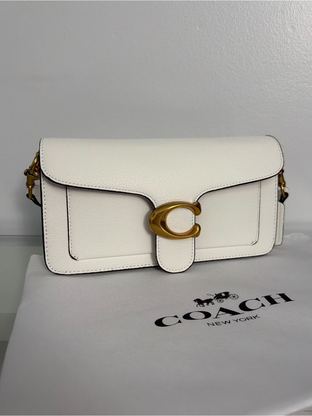 Coach White Pebbled Leather Crossbody with Gold C Hardware